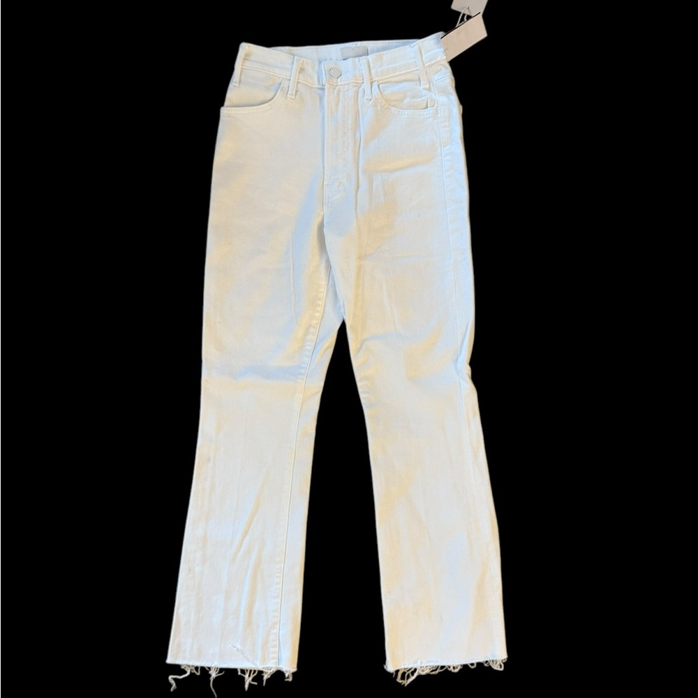 NWT Size 28 MOTHER Women's Fairest Of Them All White Jeans Hustler Ankle Fray